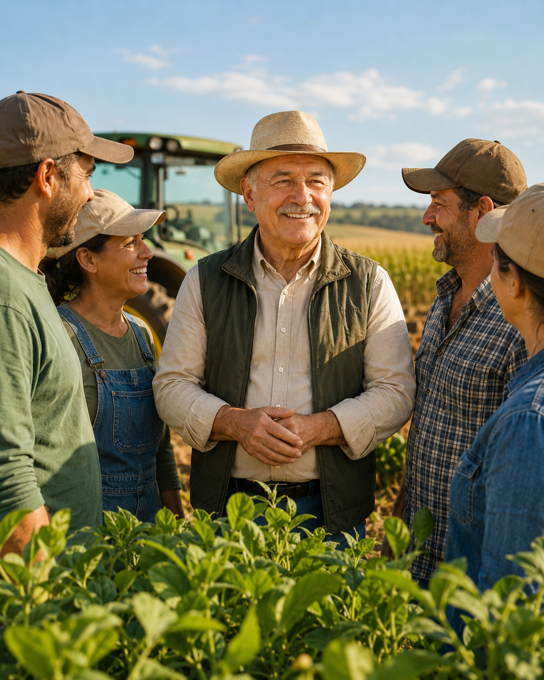 Tião do Campo com agricultores