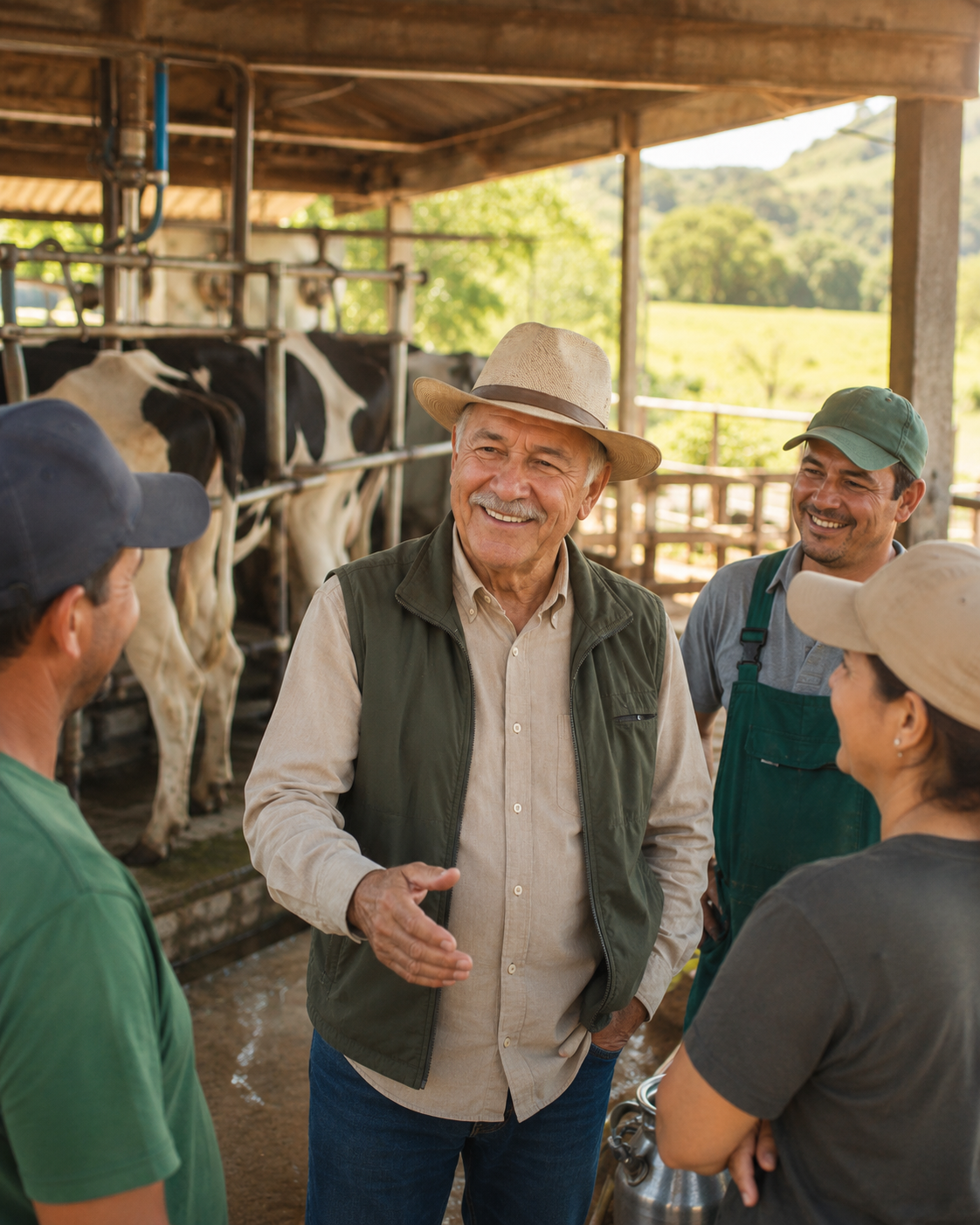 Tião do Campo conversando com produtores rurais